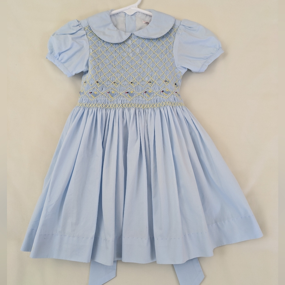 Beautiful Jeanine Johnsen Smocked Light Blue Dress ~ 12 mo